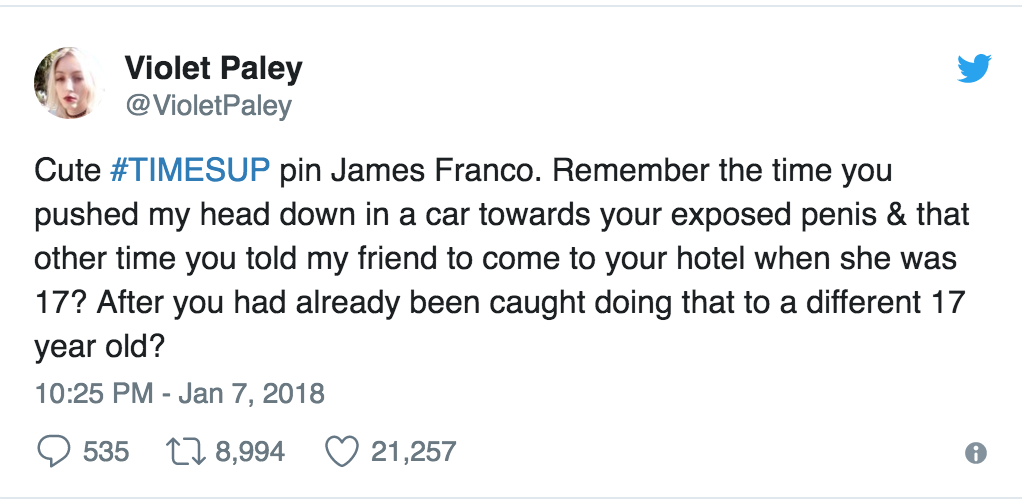 James Franco accusato di molestie durante la cerimonia dei Golden Globe 2018