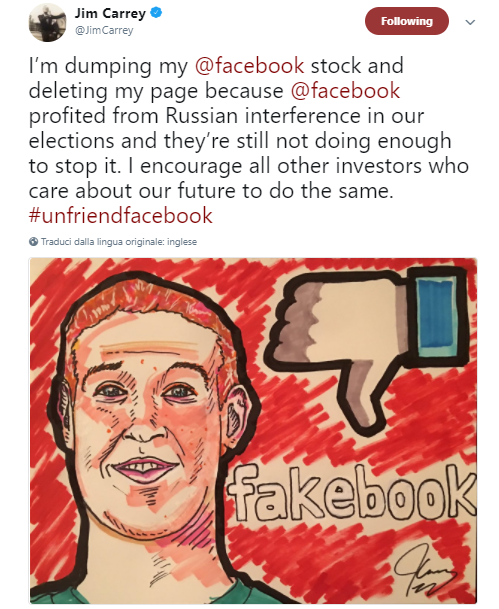 Jim Carrey contro Mark Zuckerberg, i post scioccanti postati su Twitter [FOTO]