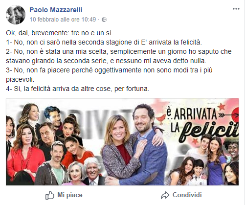 È arrivata la felicità 2, Paolo Mazzarelli: "Ho scoperto che stavano girando la seconda stagione e non mi hanno detto nulla" [FOTO]