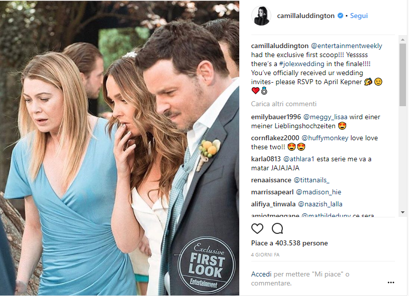 Grey's Anatomy 14: la prima foto ufficiale del matrimonio di Alex e Jo [FOTO]