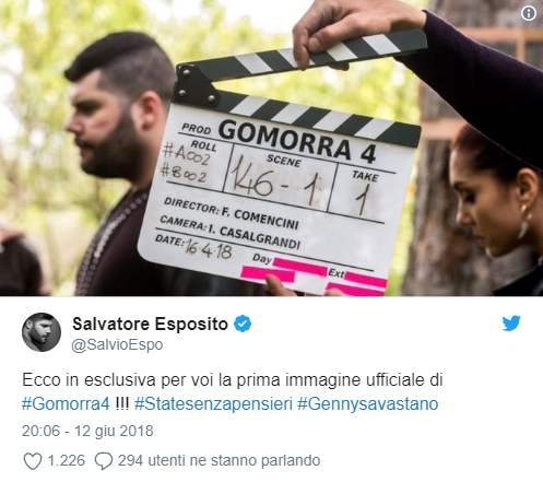 Gomorra 4: Salvatore Esposito posta la prima foto dal set [FOTO]