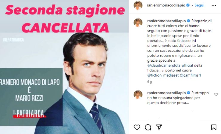 il patriarca cancellata serie mediaset 