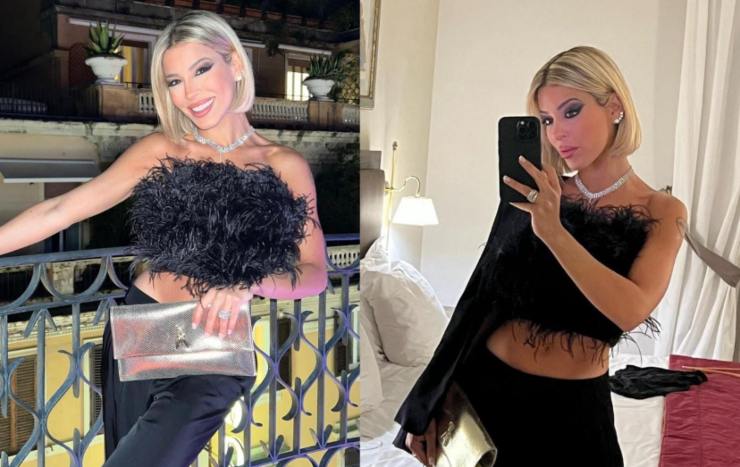 Oriana Marzoli, il completo nero alla festa del GF Vip