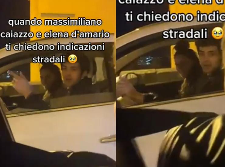 massimiliano caiazzo e elena d'amario chiedono informazioni in auto