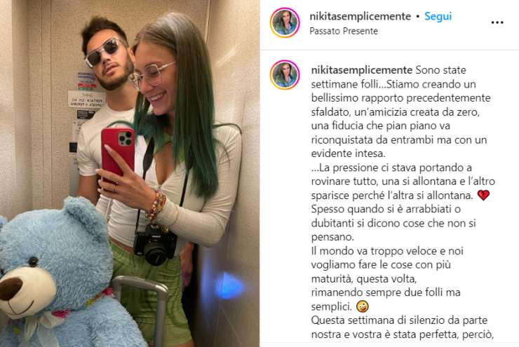 Nikita Pelizon e Matteo Diamante, la verità in un post Instagram