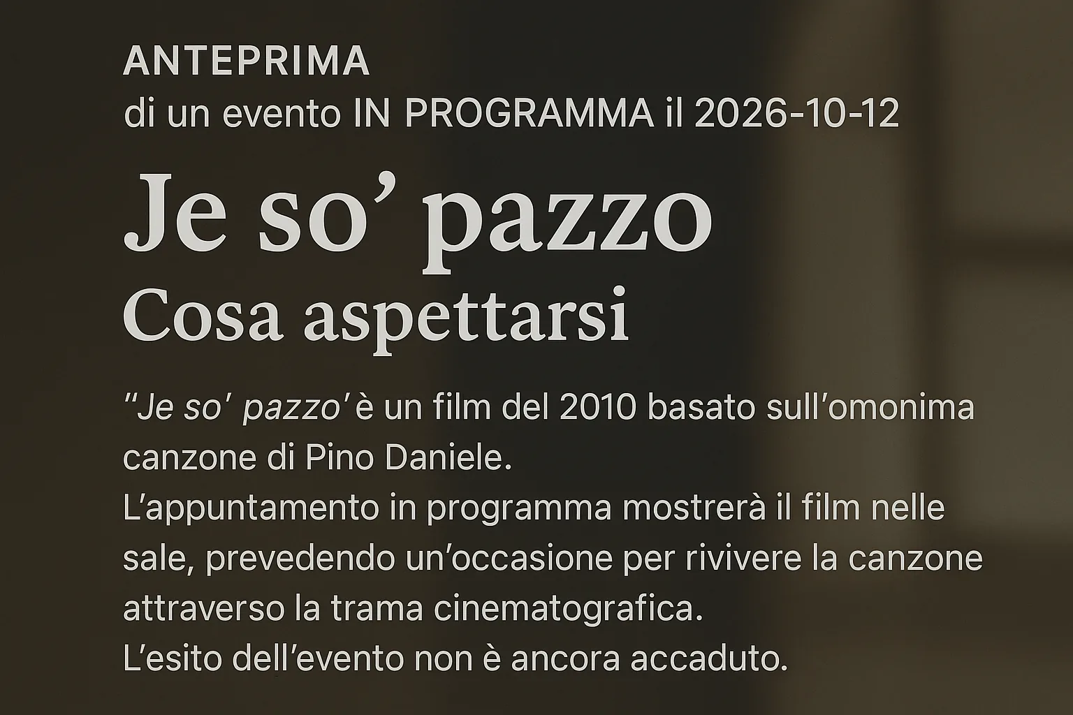 Je so' pazzo arriva al cinema il 15 ottobre 2026