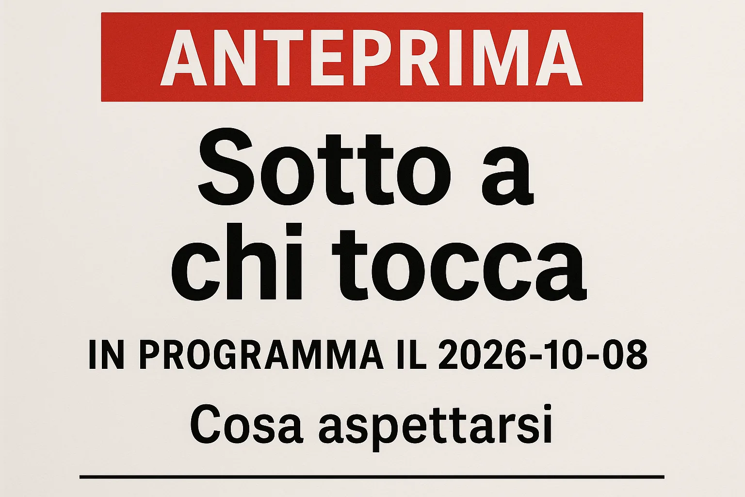 Sotto a chi tocca arriva al cinema l'8 ottobre 2026