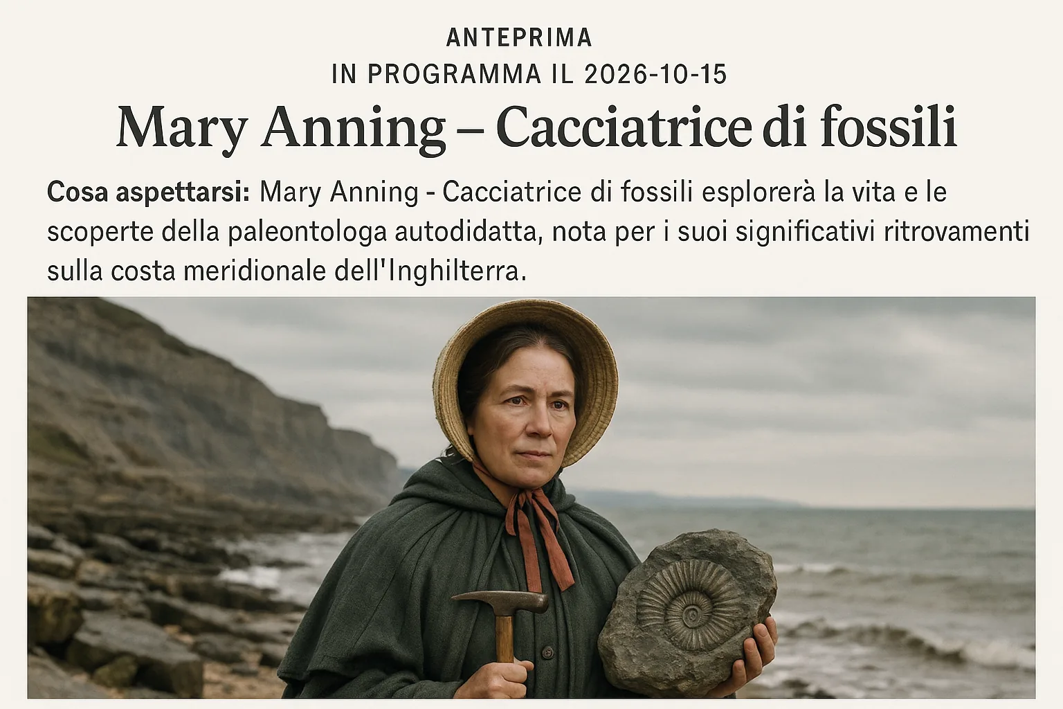 Mary Anning - Cacciatrice di fossili: al cinema dal 15 ottobre 2026